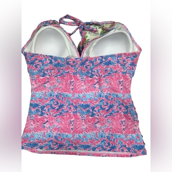 NWT Hello Summer Pink Blue Tankini Bathing Suit Top Women’s XL - Picture 4 of 9